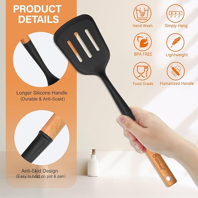 Large Silicone Kitchen Utensils Set, Heat Resistant and BPA Free Silicone - Image 3