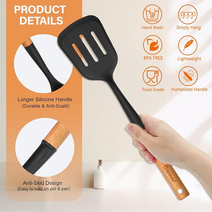 4PCS Silicone Cooking Utensils Set, Large Nonstick Spatula Spoons Set - Image 2