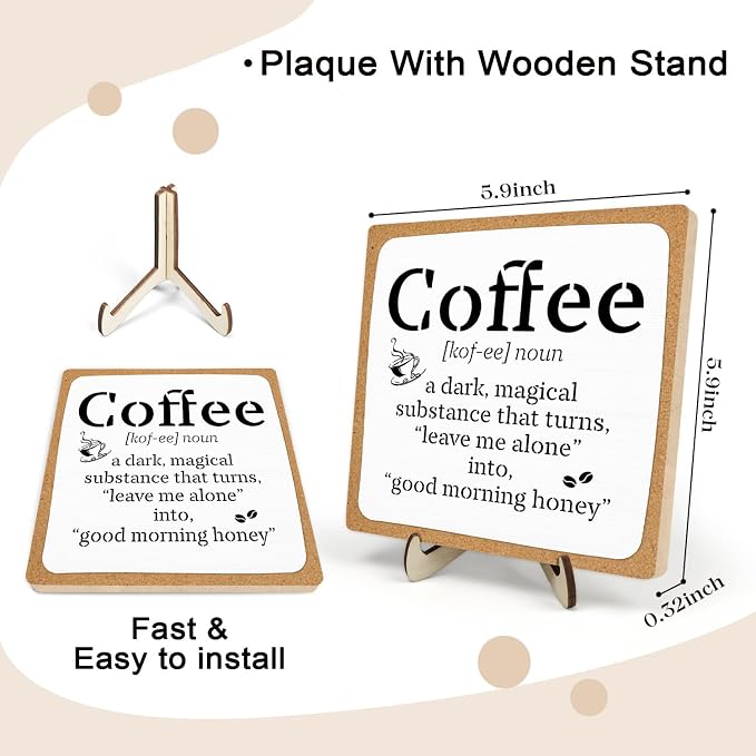 Funny Coffee Bar Decor – Rustic Wooden Sign - Image 2