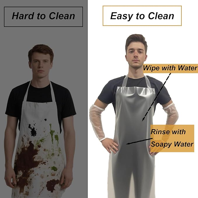 ELEBOX Waterproof Oil Proof Bib Apron Utility Apron Chemical Resistant Apron - Image 6