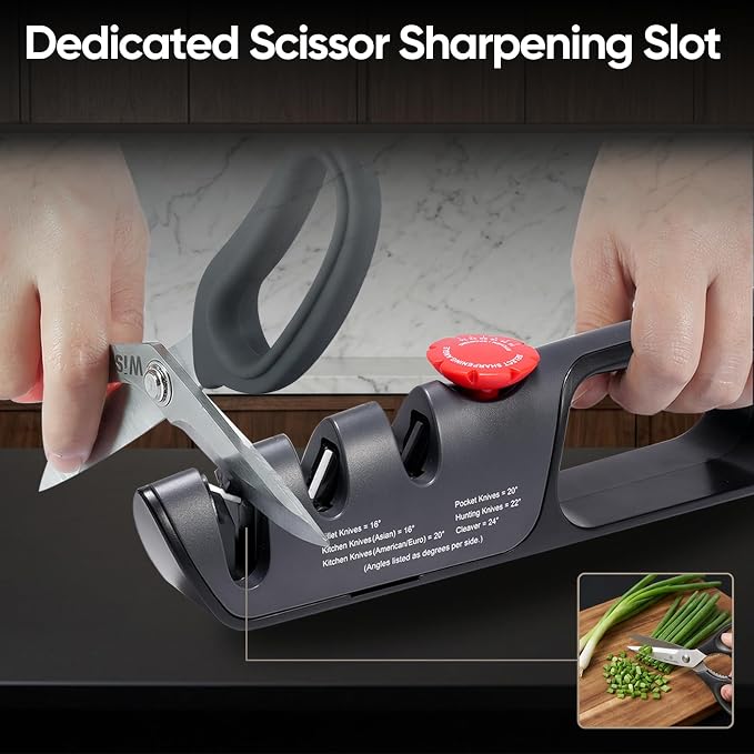 USELUCK Knife Sharpener, 6 Adjustable Sharpening Angles, Diamond-Coated Ceramic - Image 5