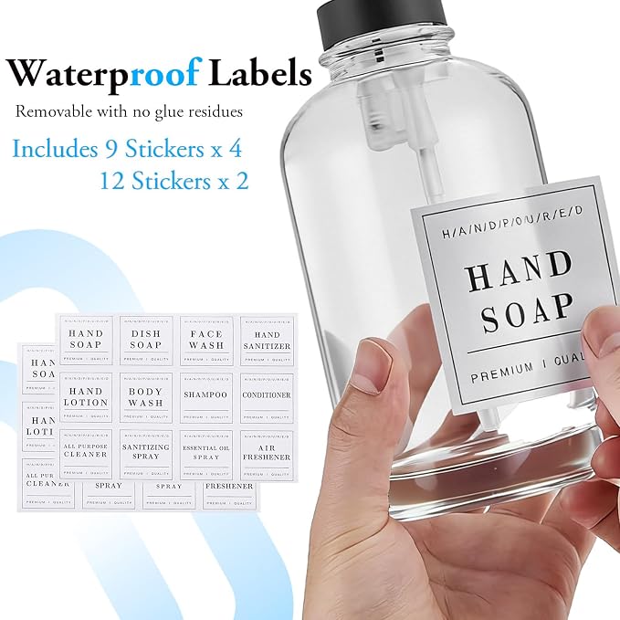 Glass Soap Dispenser with Pump, Countertop Soap and Lotion Dispenser Set of 2 - Image 6