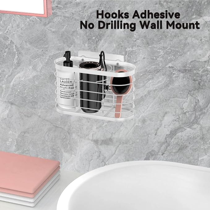 Hair Dryer Holder 3 in 1 Hair Tool Organizer Djustable Height Wall - Image 2
