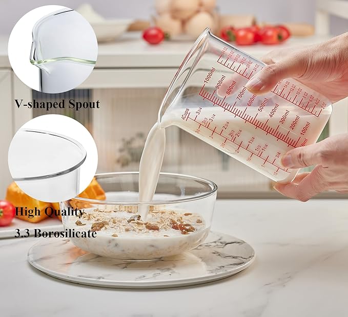 High Borosilicate Glass Measuring Cup-V-Shaped Spout，Glass Measuring Beaker - Image 2