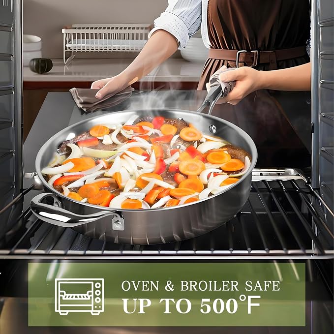 Triple Ply Stainless Steel Pots and Pans Set, EWFEN 12 Piece Induction Cookware - Image 7