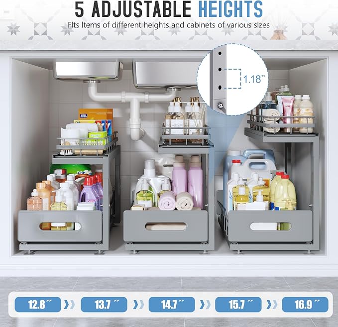 Under Sink Organizer Upgrade To Professional Rails, 2-Tier Dual Pull Out - Image 6