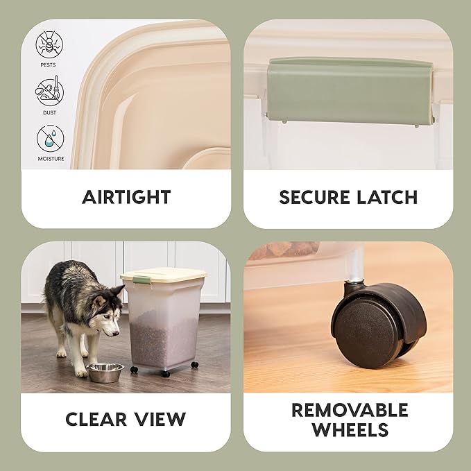 IRIS USA Airtight Dog Food Storage Container, WeatherPro, Removable Wheels - Image 4