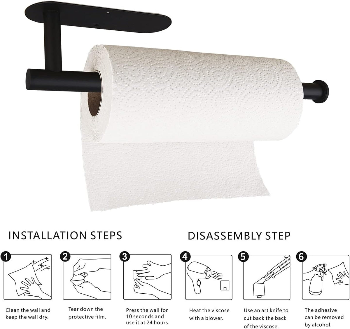 Paper Towel Holders-Blcak,Paper Towels Rolls - for Kitchen,Paper Bulk