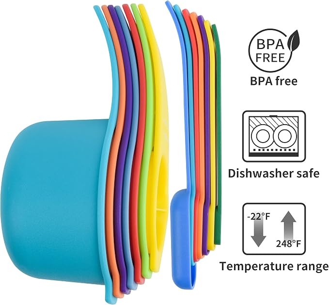 Measuring Cups and Spoons Set, Plastic Measuring Cup Set 15, Mixing Color Dry - Image 6