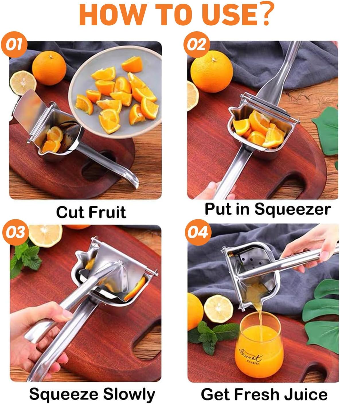 Hand Juicer Squeezer, Heavy Duty Fruit Juice Squeezer Handheld, Manual