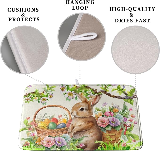 Happy Easter Bunny Kitchen Dish Drying Mat - Image 3