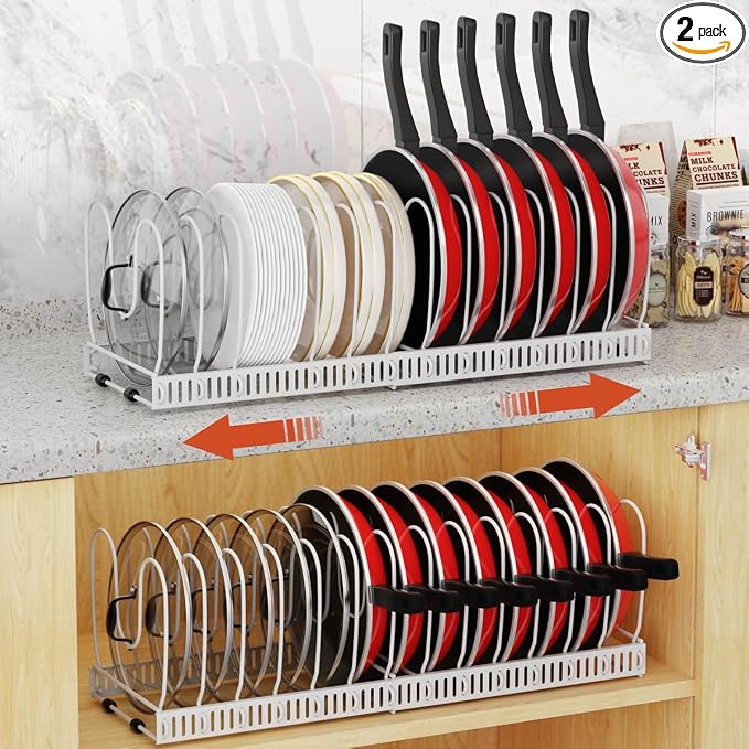Housolution 2 Pack Pot and Pan Organizer, Pan Lid Holder Storage Rack by Housolution
