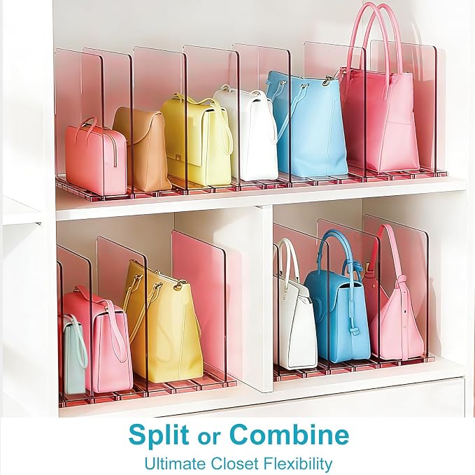 SortNStore Purse Organizer for Closet: Shelf Dividers Adjustable Acrylic Bag - Image 4
