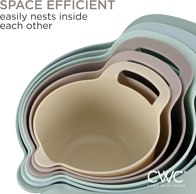 COOK WITH COLOR Nesting Plastic Mixing Bowl Set with Pour Spouts and Handles - Image 6