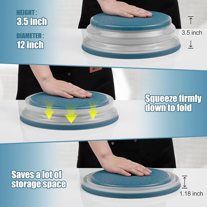 Large Microwave Splatter Cover & Silicone Mat, 12 Inchs Vented Collapsible - Image 5