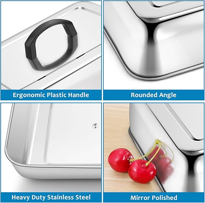 2PCS Rectangular Basting Cover, HaSteeL Stainless Steel Cheese Melting Dome - Image 2