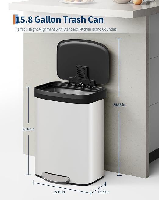 Garvee 16 gal / 60 L Metal Trash Can - Image 6