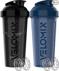 VELOMIX -2 Pack- 28 oz Protein Shaker Bottles by VELOMIX