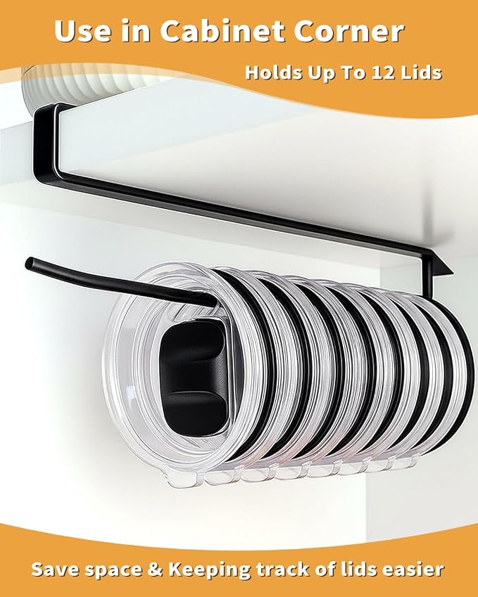 Tumbler Lid Organizer, Bar Hook Fits Various Lids, Horizontal Tumbler Lid - Image 2