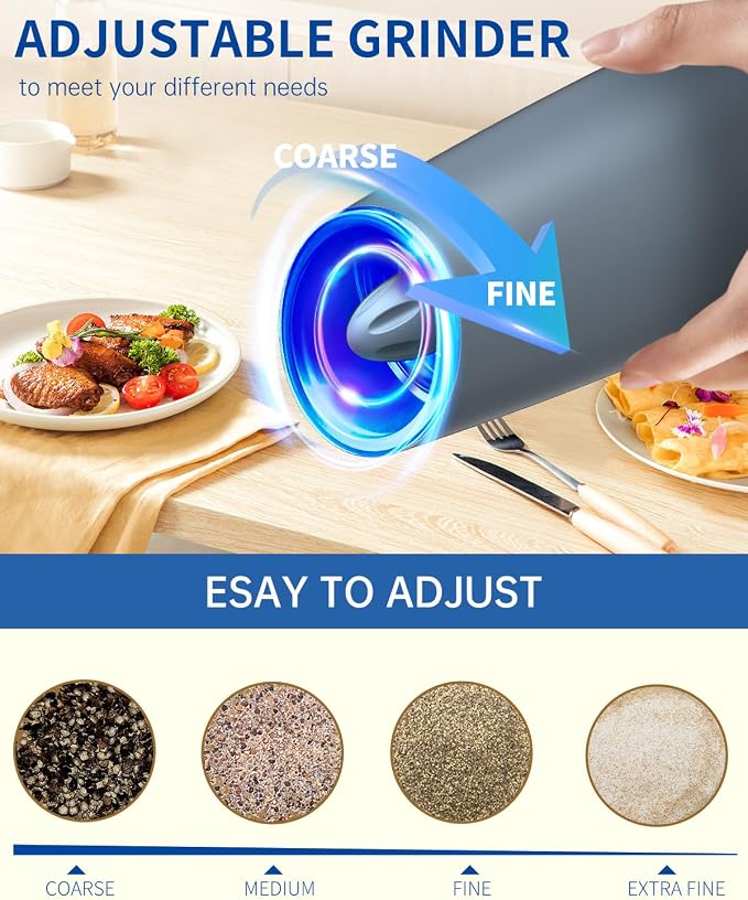 CIRCLE JOY Gravity Electric Salt and Pepper Grinder Set Automatic Salt and - Image 4