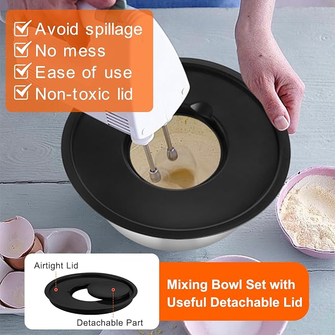 TeamFar Mixing Bowls with Airtight Lids, - Image 6