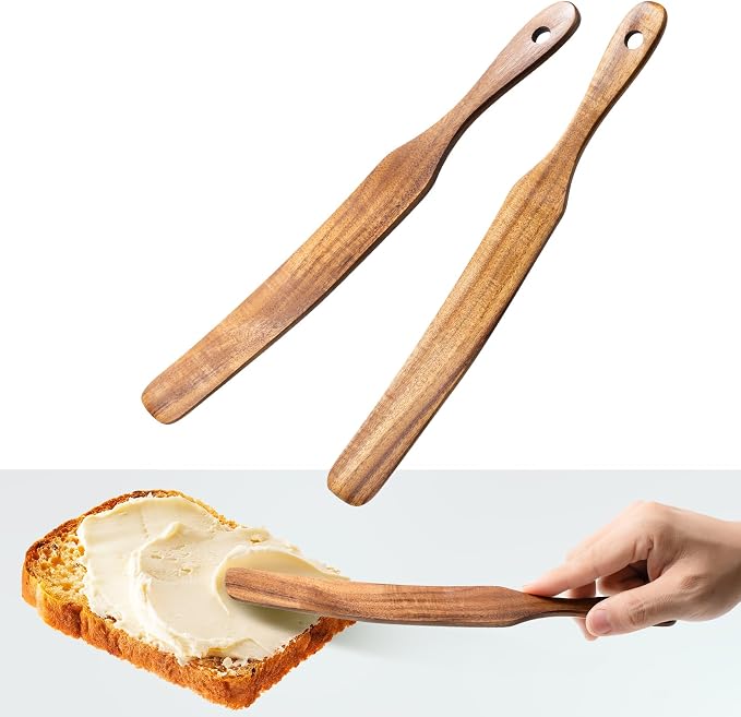 Wooden Spatula for Cooking Set of 2 – 11 Inch Teak Wood Spatula by HEFILD