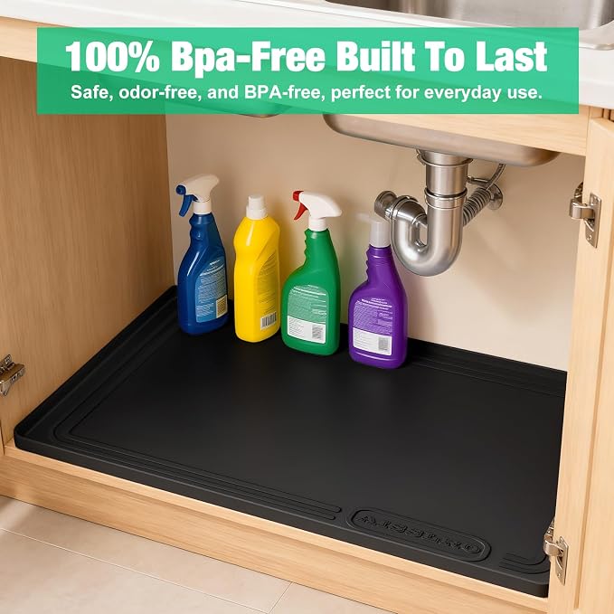 Aisslro Under Sink Mat 34" X 22", Waterproof Silicone Cabinet Organizer - Image 9