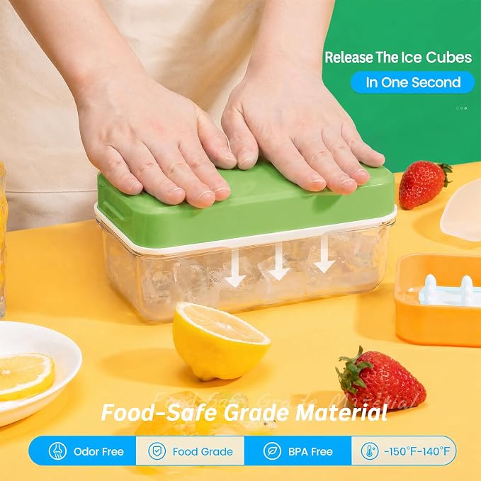 PHINOX Ice Cube Tray with Lid and Bin, 3 Pack Plastic Ice Cube Tray Molds - Image 2