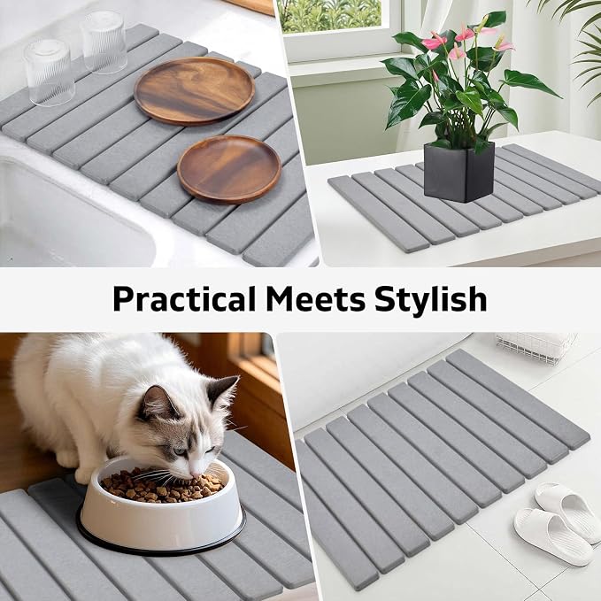 Stone Dish Drying Mats for Kitchen Counter, Drying Collapsible Dish Drying Mat - Image 7
