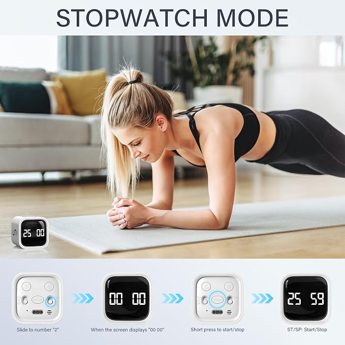 Rotating Pomodoro Timer 5, 10 50 Minutes Preset, Desk Productivity Flip Timer - Image 5