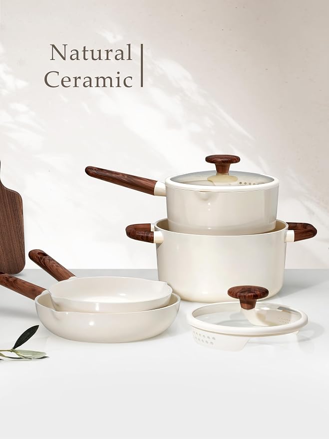 CAROTE Ceramic Cookware Sets, Pots and Pans Set Non stick, Non Toxic Healthy - Image 8