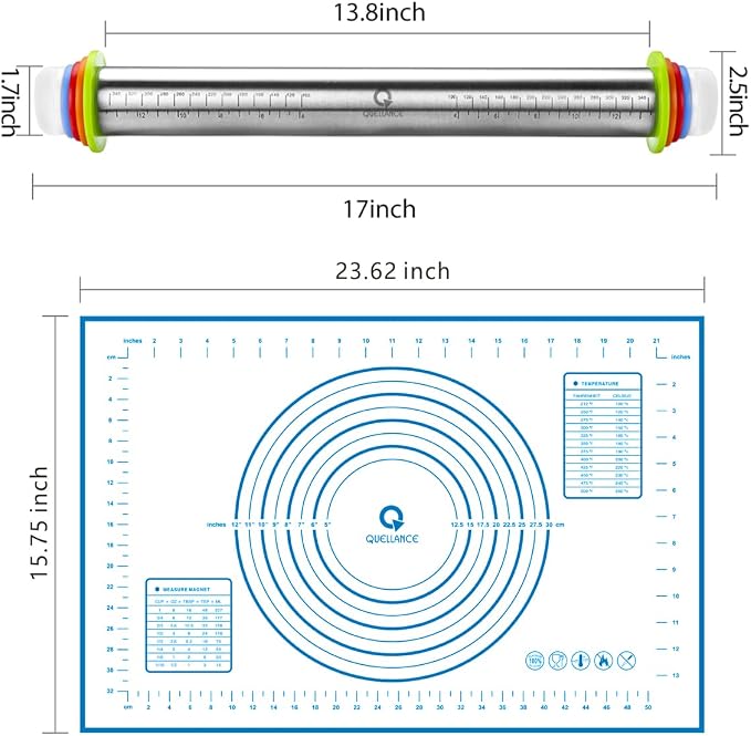 Rolling Pin and Pastry Baking Mat Set, Rolling Pins - Image 6