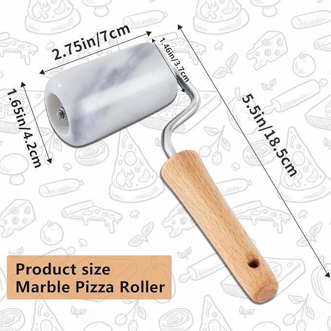 Tianman Small Marble Rolling Pin Pizza Roller, Marble Pastry Roller Non-Stick - Image 2