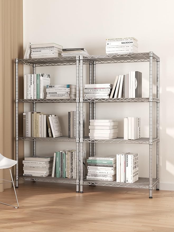SINGAYE 4 Shelves Adjustable Storage Shelf Wire Shelving Rack Bathroom Standing - Image 2
