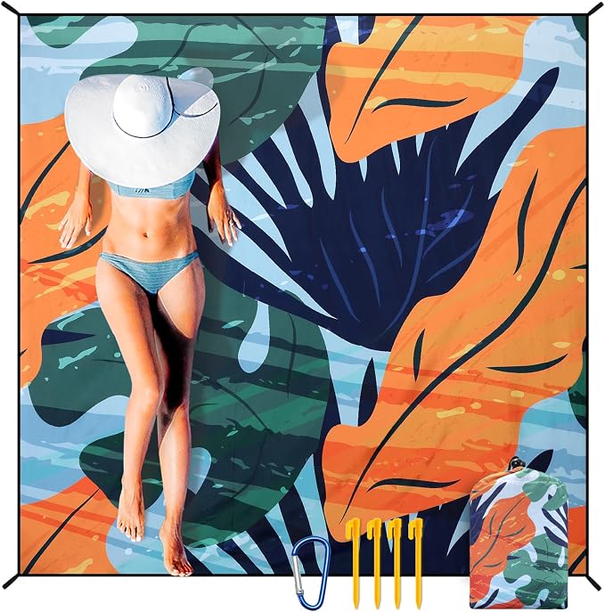HIHOHO Beach Blanket Waterproof Sandproof Extra Large Beach Mat 79" X by HIHOHO