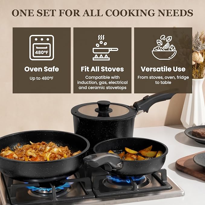 KIKCOIN 20 Pcs Pots and Pans Set Non Stick, Detachable Handle Cookware Sets - Image 4