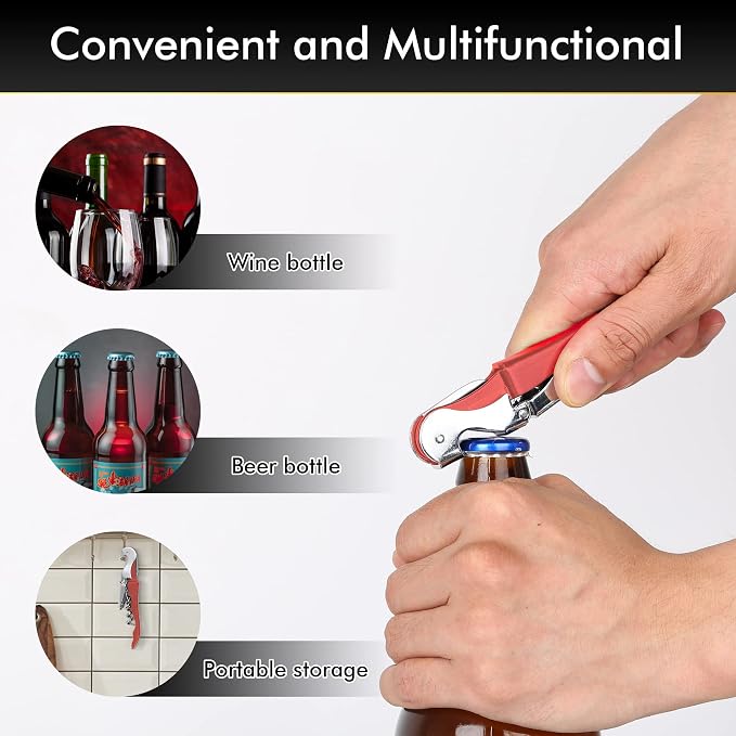 Professional Waiter Corkscrew Wine Openers Set, Heavy Duty Stainless Steel - Image 6
