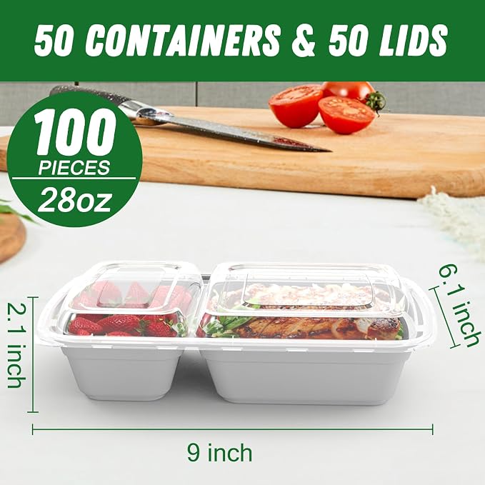 Dealusy 50 Pack 28 oz Meal Prep Containers Reusable - Image 2