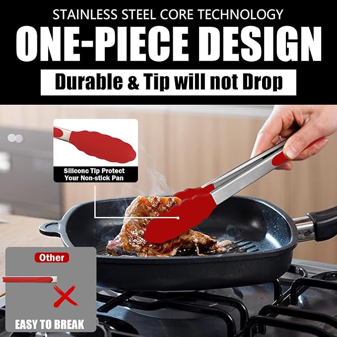 Kitchen Tongs with Silicone Tips, Kitchen Tongs, Cooking Tongs, Premium - Image 3