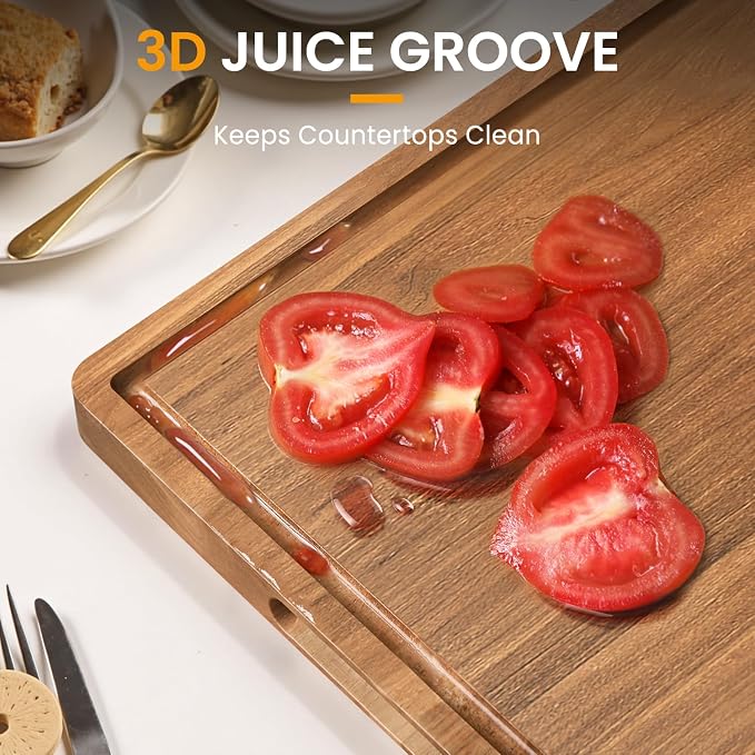 Acacia Wood Cutting Boards for Kitchen, 17x12 Inch Butcher Block - Image 3