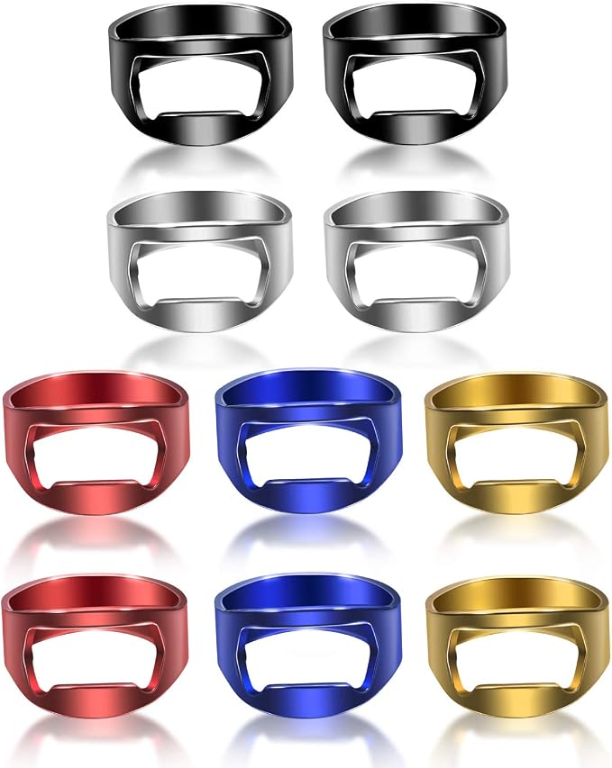 Boao 10 Pieces Bottle Opener Ring stainless Steel Beer Finger Bottle Opener by Boao