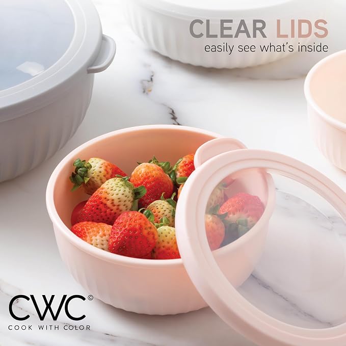 COOK WITH COLOR Prep Bowls with Lids- Wide and Deep Nesting Plastic Small - Image 3