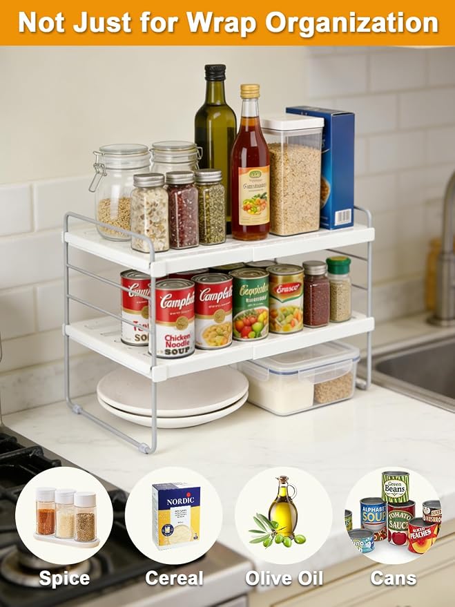 JUPELI Foil and Plastic Wrap Organizer, Expandable Kitchen Pantry Storage - Image 5