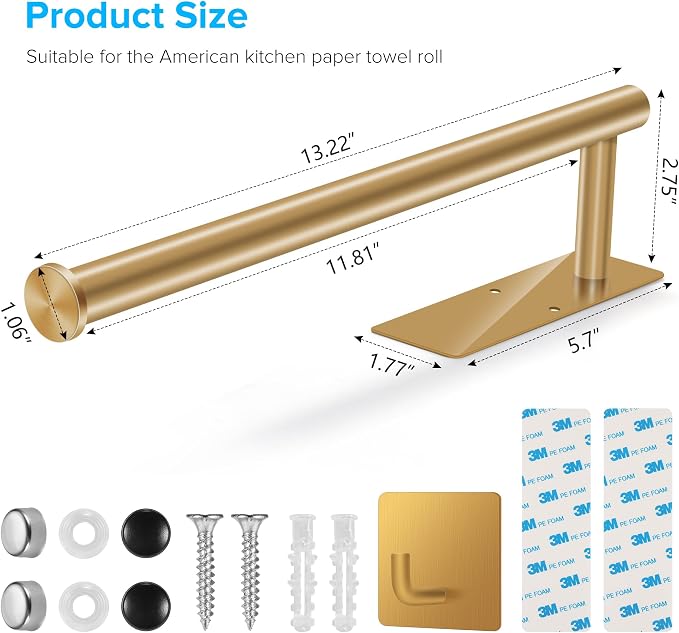 2nd Gen Paper Towel Holder Under Cabinet No Drilling, Self Adhesive or Drilling - Image 9
