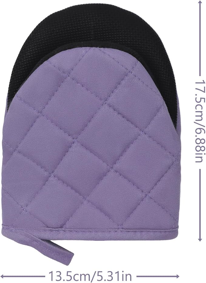 Short Oven Mitts, Heat Resistant 500°F, Silicone Grip Kitchen Gloves, Non-Slip - Image 2