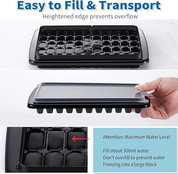 Ice Cube Tray with Lid And Bin for Freezer - Image 4