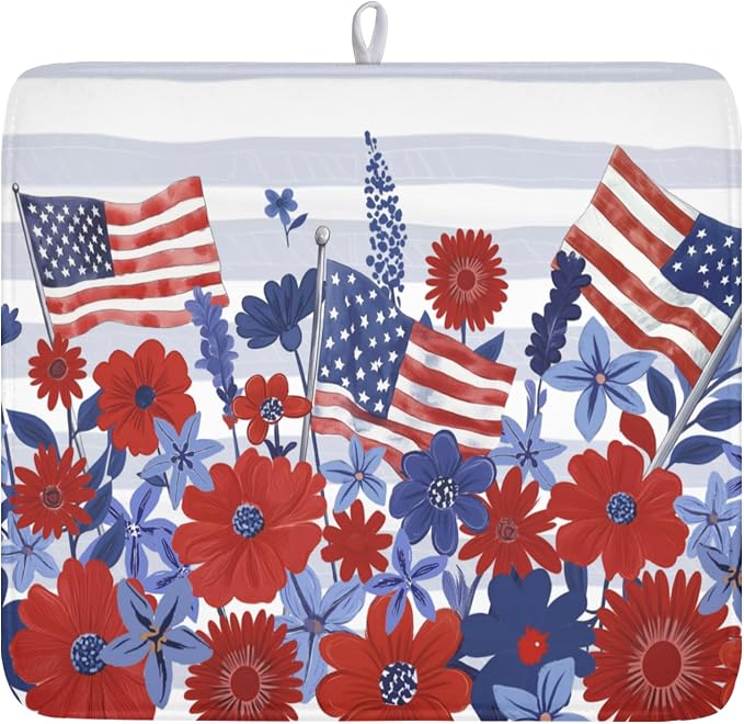 Patriotic Floral Dish Drying Mat by Unknown