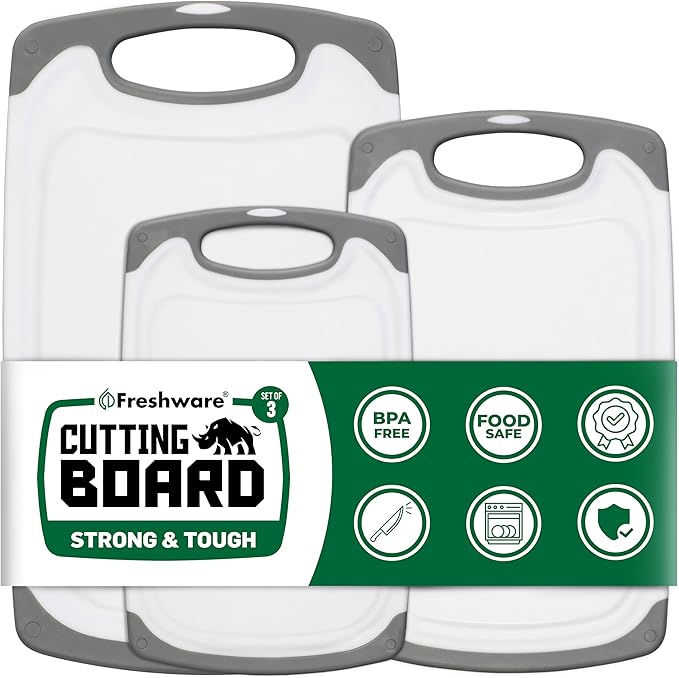 Freshware Cutting Boards for Kitchen, Chopping Board 3-Pack - Image 2