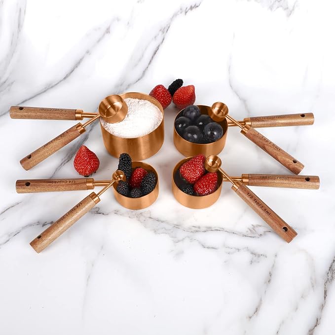 Collection 8 Piece Rose Gold Measuring Cups Set and Measuring Spoons - Image 5