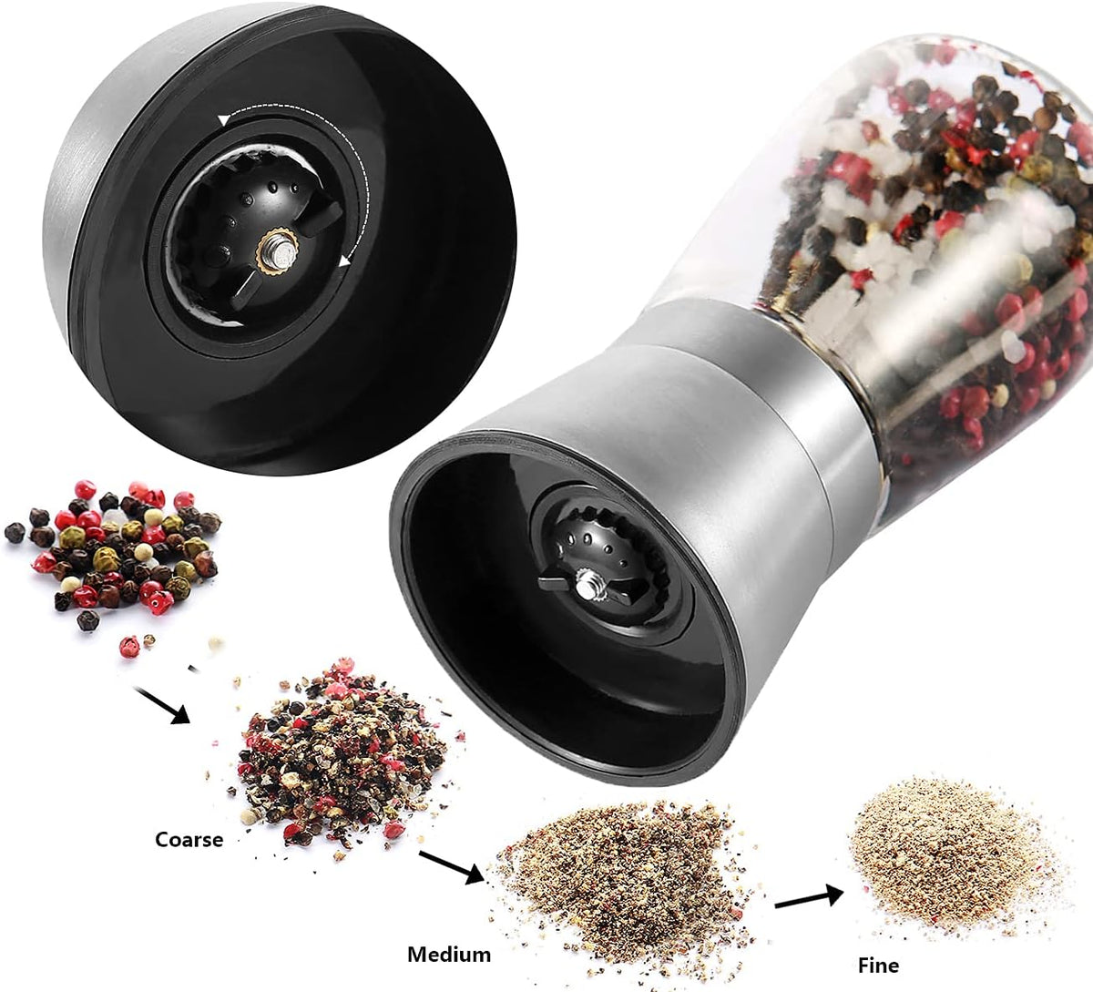 Gulex Pepper Grinder Pepper Mill Salt Grinder Refillable
